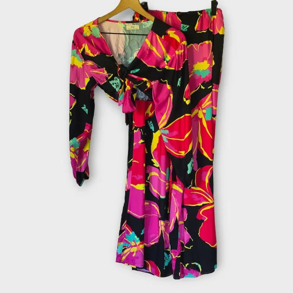 New Maaji Pink Floral Long Sleeve Cut-Out Jumpsuit - Size Small - Picture 7 of 7